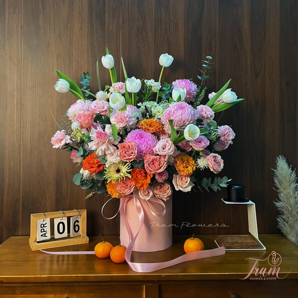 Box Hoa Hồng Cam Pastel & Sự Dịu Dàng Tỏa Nắng