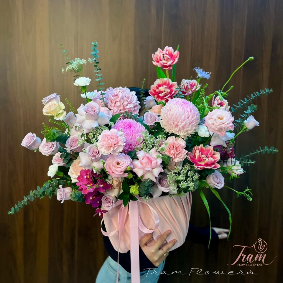 Box Hoa Tulip Hồng & Sắc Xuân Ngọt Ngào