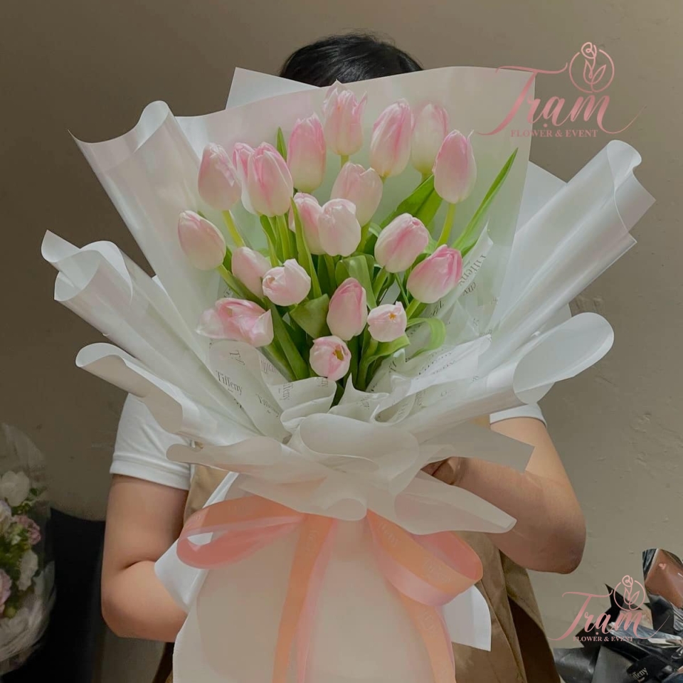 Bó hoa tulip hồng basic ngọt ngào