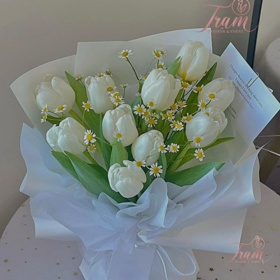 Bó hoa tulip trắng sang trọng tặng thầy cô