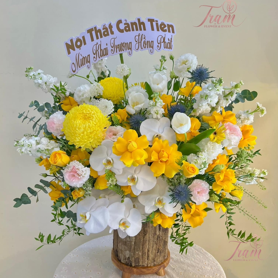 Box hoa khai trương tone màu tươi sáng 