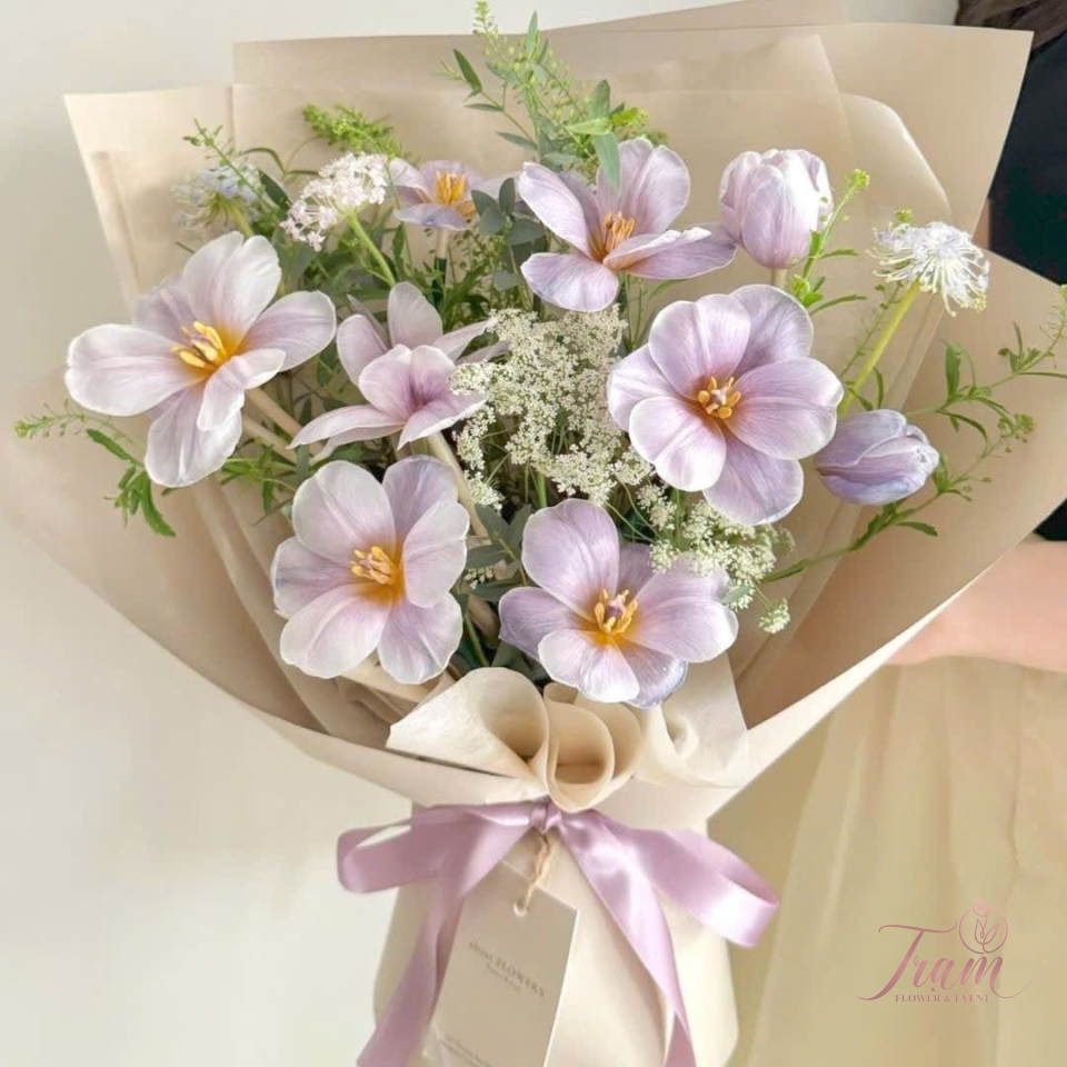  Bó Hoa Tone Tím Pastel – Mộng Mơ & Thanh Nhã
