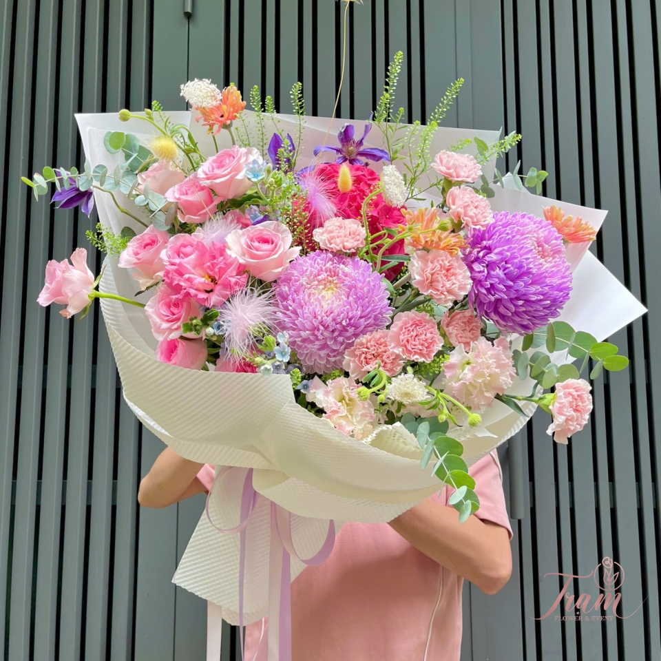 Bó Hoa Hồng – Tím Lãng Mạn & Ngọt Ngào