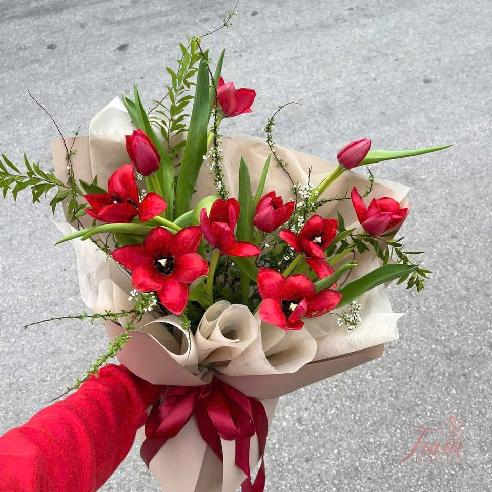 Bó Tulip Đỏ Nồng Nàn – Biểu Tượng Của Tình Yêu