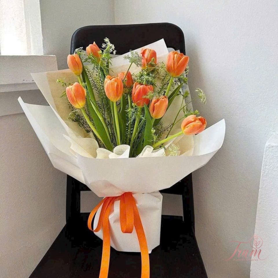 Bó Tulip Cam Rực Rỡ – Năng Lượng & Sự Hạnh Phúc