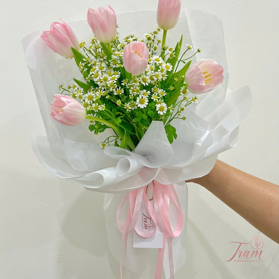 Bó Tulip Hồng Nhạt – Dịu Dàng & Thanh Khiết