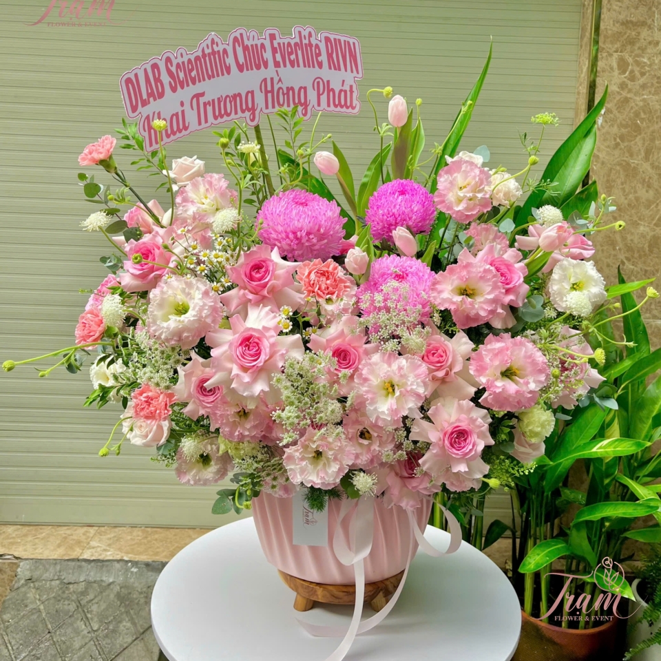 Giỏ Hoa Tone Hồng – Ngọt Ngào & Sang Trọng