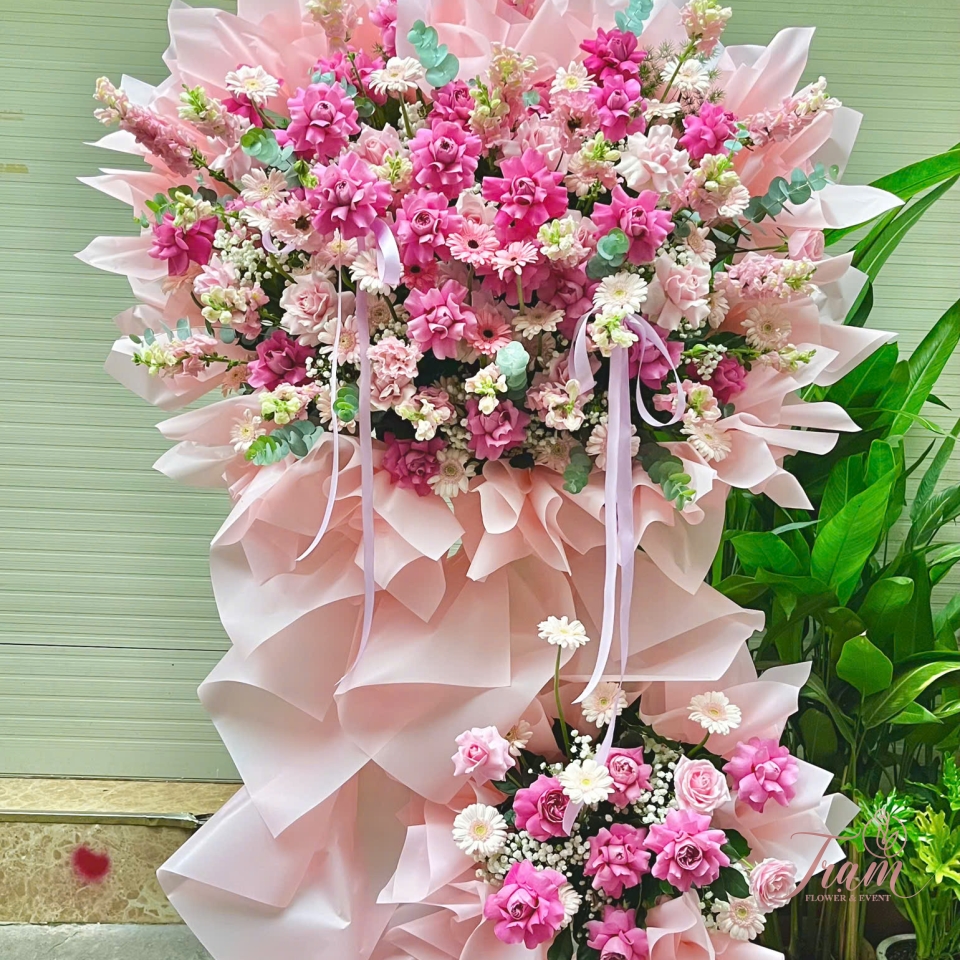 KỆ HOA TONE HỒNG 2 TẦNG – NGỌT NGÀO KHỞI SẮC